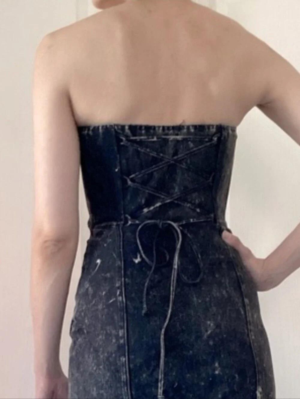 Vintage Betsey Johnson Collection Sweetheart Neckline Denim Party Dress 4 - Picture 8 of 15
